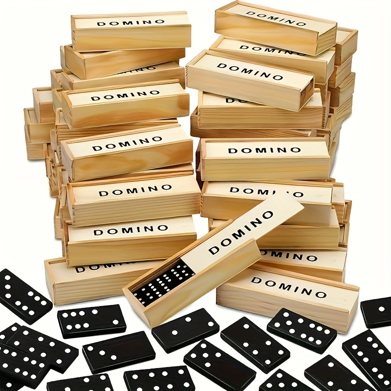 Woodworking Domino - 28 Stück/Box Mini-Dominosteine aus Holz, klassische