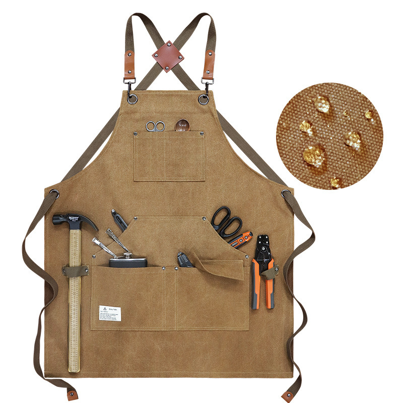 Woodworking Artisans - Thick Canvas Waterproof Multi-Pocket Schürze Cross