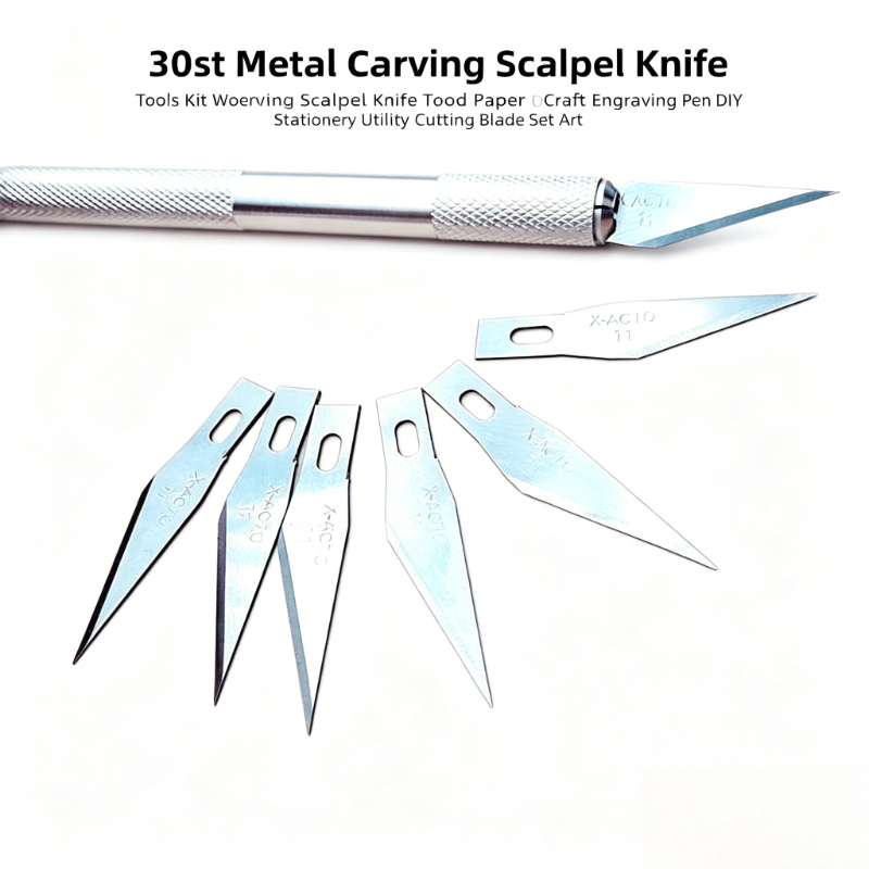 Woodworking Veneer Cutter - 30-teiliges Gravur-Skalpellmesser-Set Metall-Schnitzklingen Holz-Papier-Bastelset DIY-Universalmesser Schreibwaren