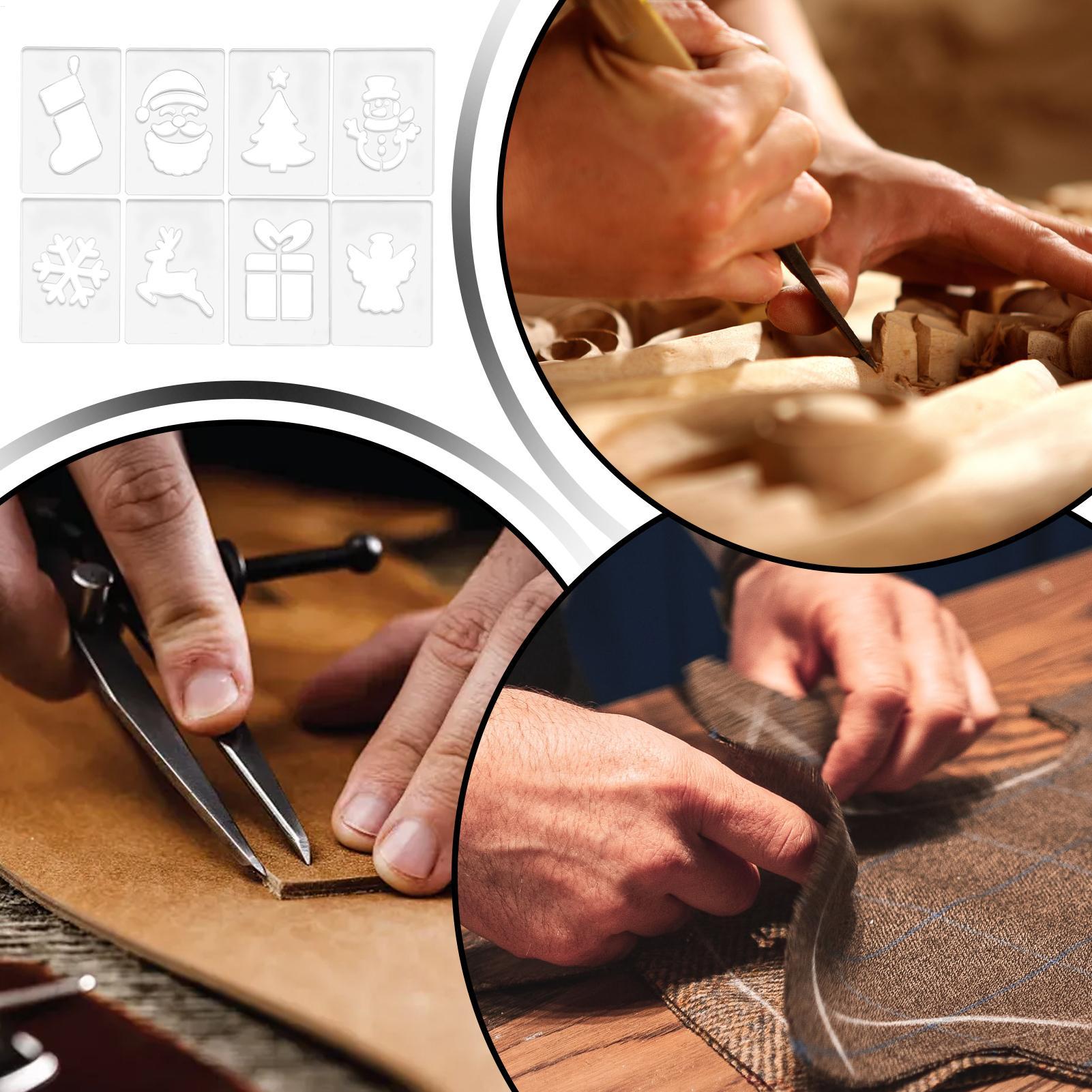 Woodworking Man - Weihnachtsschablone, tragbare Holzbearbeitungsschablonen, Urlaubs-Holzbearbeitungsvorlagen-Set für Männer,