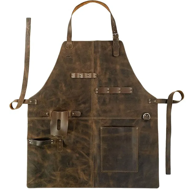 Woodworking Artisans - Retro PU-Leder Schürze Unisex Handwerker Holzbearbeitung