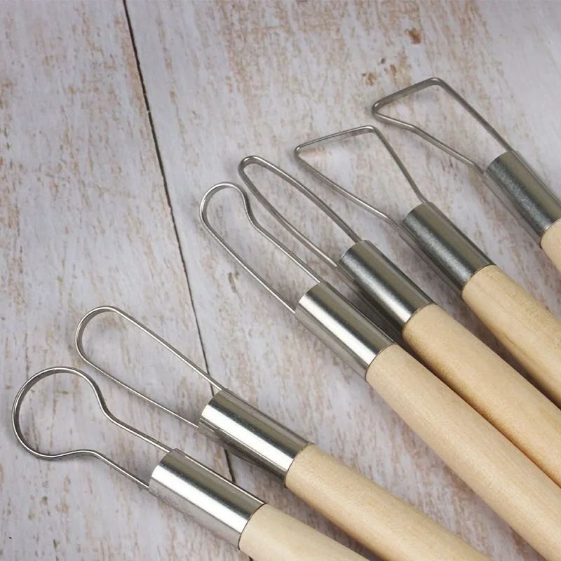 Woodworking Veneer Cutter - 6-teiliger Stahlreifen-Formen-Schaber für Polymer-Ton, geometrisches Muster,
