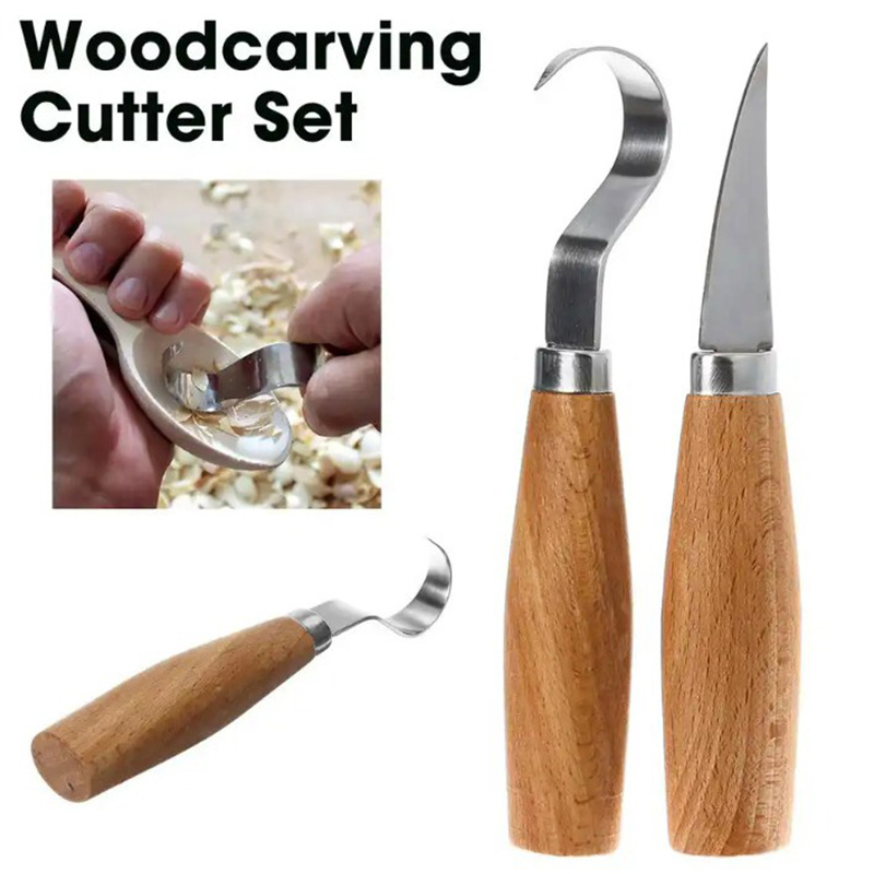 Woodworking Man - Holzschnitzmesser, Hakenmesser, Schnitzwerkzeuge, ergonomischer Holzbearbeitungslöffel, langlebig,
