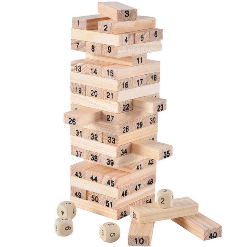 Woodworking Domino - 54Pcs Bausteine Spielzeug Lustige Mini Holz