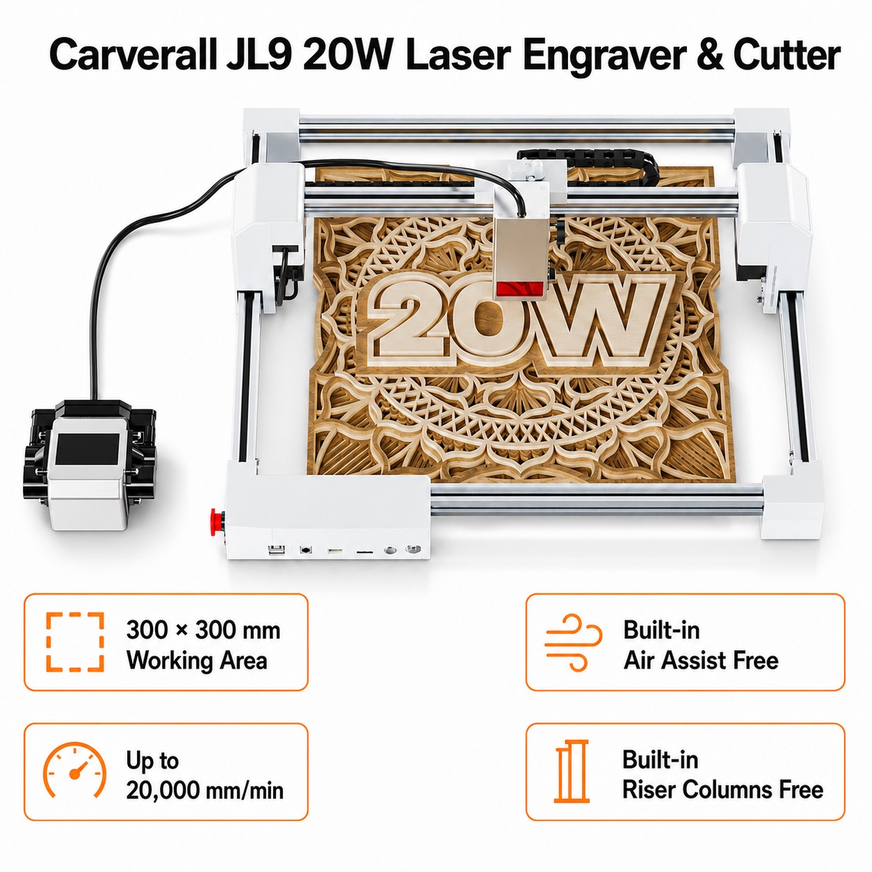 Woodworking Veneer Cutter - Carverall JL9 20W Laser-Gravier- und Schneidegerät,