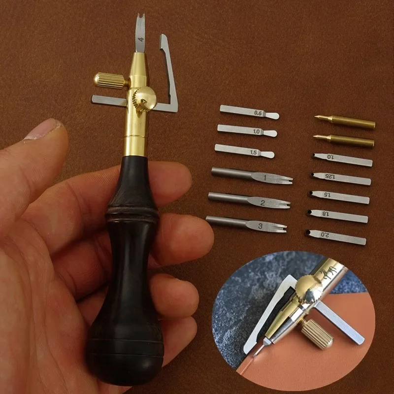 Woodworking Veneer Cutter - Einstellbarer Multifunktions-Schneidkopf, Ledermarkierung/Nutwerkzeug, manuell, DIY, Leder,