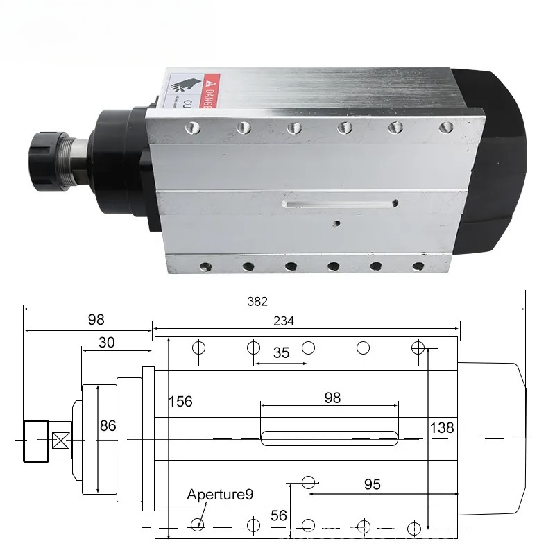 6KW quadratischer Spindelmotor – Woodworking Machines Bewertung und Preis